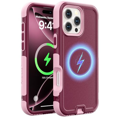 Follaroma Magnetic for iPhone 16 Pro Case, Heavy Duty Cases, Purple Pink | Compatible with MagSafe, Heavy Duty Shockproof,Military-Grade Anti-Drop Protective,Dual Layer Magnetic Protection Phone Cover - color: Purple Pink, size: iPhone 16 Pro 6.3''