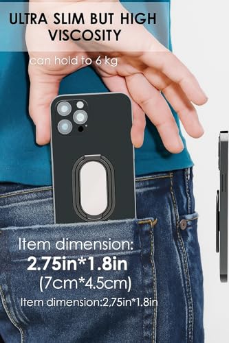Phone Holder Foldable Phone Stand Phone Ring Holder Finger Kickstand 360° Rotation Cell Phone Stand Metal Phone Grip for Magnetic Car Mount Sticky Phone Grip Compatible with Most Smartphones - color: Gun Black