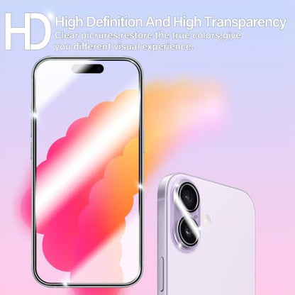 BIGFACE Compatible with iPhone 17 Screen Protector + Camera Lens Protectors, [2 + 2 Pack] Premium HD Clear Tempered Glasswith Easy Installation Tool Accuracy Film for iPhone 17(6.3 Inch) - size: iPhone 17(6.3")