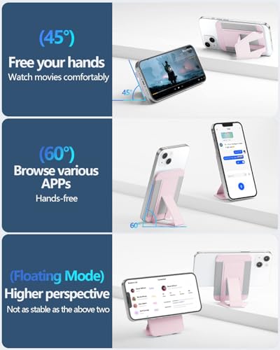 Miroddi for Magsafe Wallet Stand, Magnetic Phone Wallet for iPhone 17/16/15/14/13/12 Series, Leather Magnetic Cards Holder, Fits 5 Cards, RFID Blocking, Slim, Pink - color: Pink-1