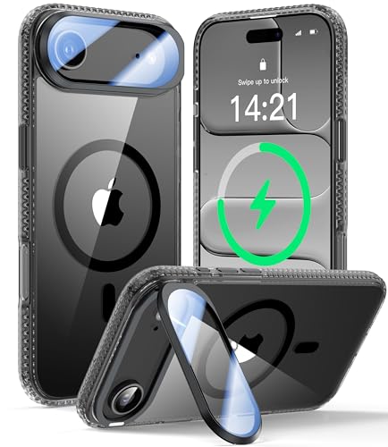 VOFATA [Upgraded Full Camera Protection] for iPhone Air Case with Camera Cover Stand [Fit for MagSafe][10FT Mil-Grade Protection] Transparent Magnetic Phone Cover for iPhone 17 Air Case, Clear Black - color: Clear-Black, size: for iPhone Air 6.5"