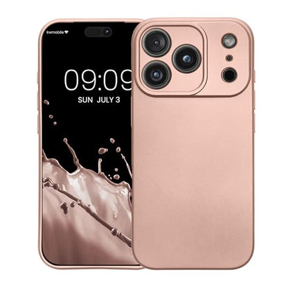 kwmobile Case Compatible with Apple iPhone 17 Pro Case -Soft TPU Back Phone Cover - with Metallic Look - Metallic Rose Gold - color: metallic rose gold, size: iPhone 17 Pro