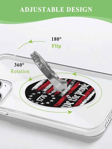 American Flag Phone Grip Rustic 1776 We The People Patriotic Black Phone Ring Holder Finger Grip Kickstand 360° Rotation Compatible with Most Cell Phones, Tablets and Cases, 1Pcs Round - size: 1Pcs Round