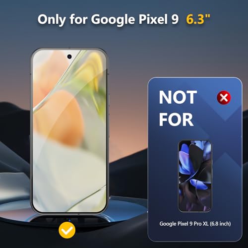2 Pack Screen Protector for Google Pixel 9 with 2 Pack Camera Lens Protector, 9H Tempered Glass, Fingerprint Unlocking, Bubble Free - size: Pixel 9