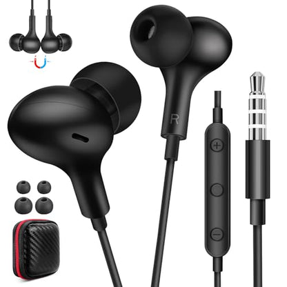ASKUBSKU Wired Earbuds 3.5mm Headphones for PC School Computer, Black - color: Black