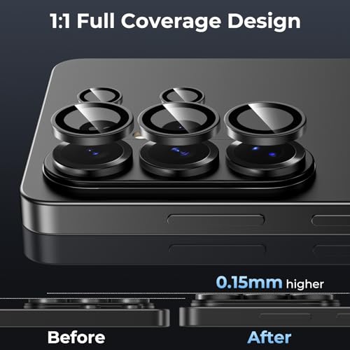 BENKS GlassWarrior Camera Lens Protector for Samsung Galaxy S26 Ultra, 9H Tempered Glass, Anti-Reflective HD Clarity, Ultra-Thin Scratch Resistant, Individual Metal Lens Ring Design (Black) - color: Black