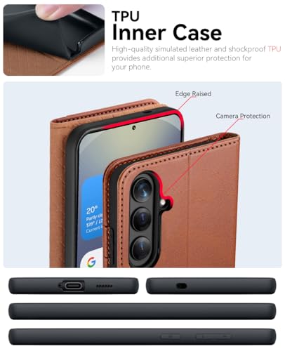 OCASE for Samsung Galaxy S26 Wallet Case, Card Holder, Brown | RFID Blocking, Kickstand, Magnetic Closure, PU Leather Flip Folio, Shockproof TPU Shell, Protective Phone Cover (6.3") 2026 - color: Brown, size: Samsung Galaxy S26