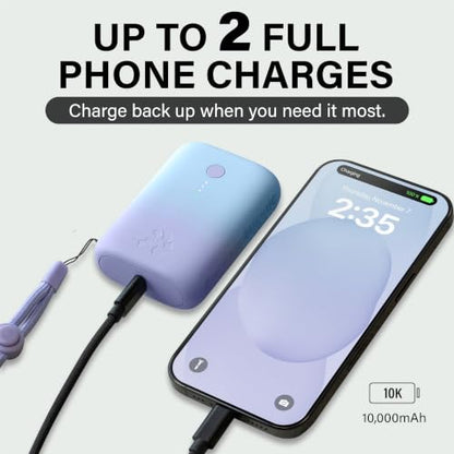 Nimble Champ Portable Charger, 10000mAh Power Bank, 20W Dual USB-C Charging - color: Glacial Blue Lavender