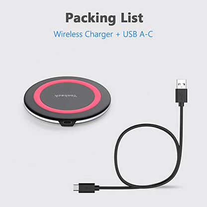 Yootech Wireless Charger,10W Max Wireless Charging Pad(No AC Adapter) | Compatible with iPhone 17/17 Pro/17 Pro Max/Air/16/15/14/13/SE 2022/12/11,Samsung Galaxy S25/S24/S23,for AirPods Pro 3 - color: Black/Red