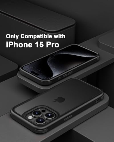 Mobnano Compatible with iPhone 15 Pro Case, with Multicolor Protective Shockproof Bumpers, Crystal Clear Back Not Yellowing Anti-Scratch Hard PC Back & Soft Silicone TPU Frame Cover - Black - color: Black, size: iPhone 15 Pro
