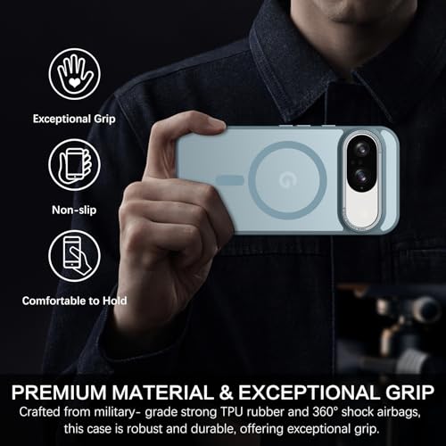 BENTOBEN for Google Pixel 9 Case [Compatible with Magsafe] Translucent Matte Magnetic Pixel 9 Case Slim Thin Shockproof Women Men Girls Boys Protective Phone Cases for Google Pixel 9 6.3", Grey Blue - color: Grey Blue