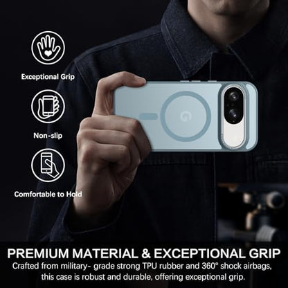 BENTOBEN for Google Pixel 9 Case [Compatible with Magsafe] Translucent Matte Magnetic Pixel 9 Case Slim Thin Shockproof Women Men Girls Boys Protective Phone Cases for Google Pixel 9 6.3", Grey Blue - color: Grey Blue