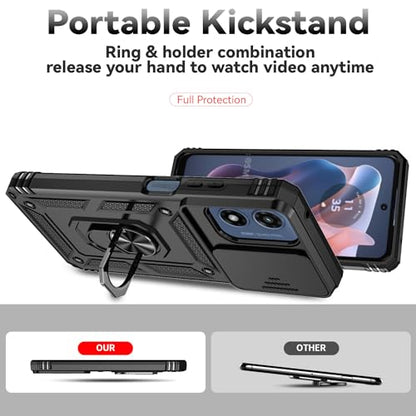 SunStory for Motorola Moto G Play 4G 2024 Case with Kickstand,Black - color: Black