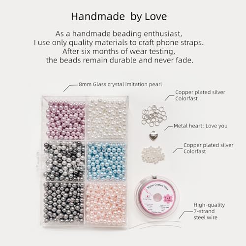 Phone Charm Wrist Strap for Women, Detachable Anti-Theft Cell Phone Case Camera AirPods Bags Keychains Lanyard with Tether Tab for iPhone, Samsung and Most Smartphones, Hand-free Beaded Chain (Black and Gray) - color: Black and Gray
