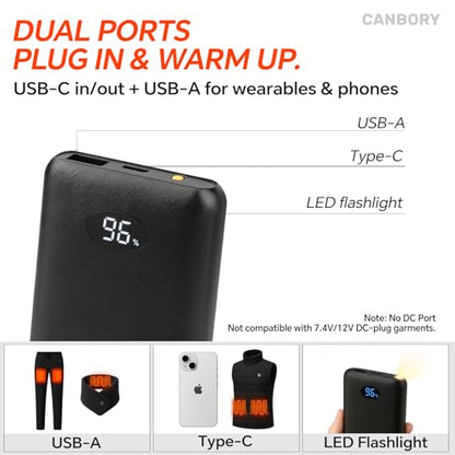 5V 2A Power Bank for Heated Vest, Jacket, Stadium Seats, Chair - size: 5 V 10000 mAh Black