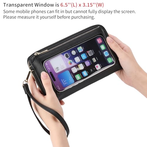 GOIACII Phone Purse Crossbody Bags for Women Small Travel Wallet Touch Screen RFID Blocking - color: A01 Black