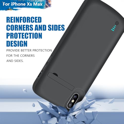 [New Battery Case for iPhone Xs Max, 5000mAh Rechargeable Extended Battery Charging Charger Case (6.5 Inches) Black