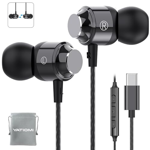 USB C Headphones for Samsung Galaxy S24 S23Ultra FE S22, USB C Earphones Wired with Mic Stereo Type C Headphones Magnetic in-Ear Type C Earbuds for Galaxy A55 A16 A35 ipad iPhone 16 15