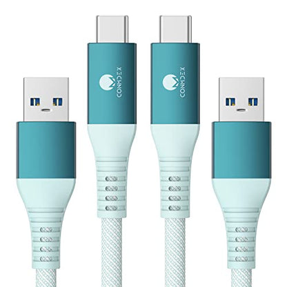 CONMDEX Android Auto USB Cable [3ft, 2-Pack] 10Gbps, 3A Fast Charging - color: Green, size: 3ft+3ft, style: 2Pack