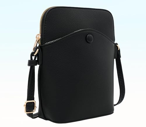 Small Crossbody Bag with Gold Hardware, Mini Shoulder Purse with Adjustable Strap - color: Black