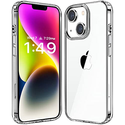 JJGoo Compatiable with iPhone 14 Case Clear, Transparent Shockproof Phone Case, Slim Anti-Scratch Hard PC Back Protective Cover Bumper, Clear - color: Clear