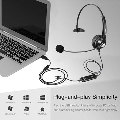 Callez USB Headset with Microphone Noise Cancelling & Audio Controls