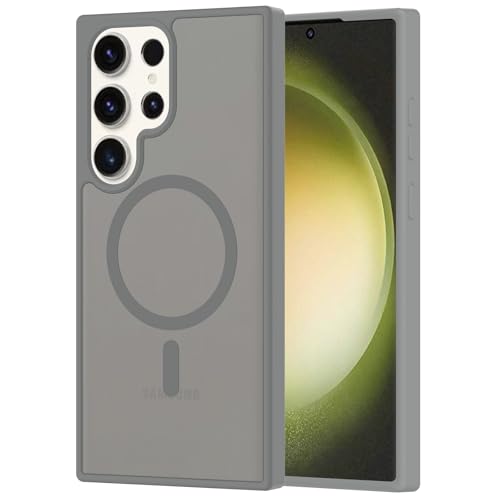 for Samsung Galaxy S23 Ultra Case Magnetic, [Compatible with Magsafe] Frosted 6.8-Inch Slim Fit Protection Wireless Charging Skin-Feel Shockproof Anti-Slip Protective Phone Cover, Grey - color: Grey Magnetic