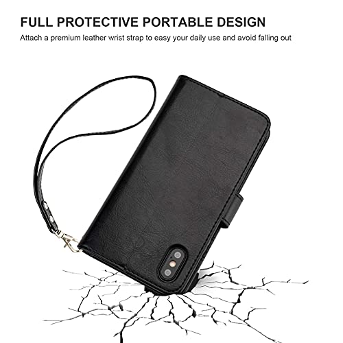 Bocasal Detachable Wallet Case Card Holder for iPhone Xs Max, Black - color: Black