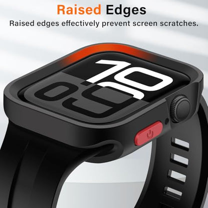 Amizee Rugged Case Compatible with Apple Watch Case Series 11/10 42mm, Soft TPU Shockproof Bumper Drop Proof Protective Cover Compatible with iWatch - Black - color: Black, size: 42 mm