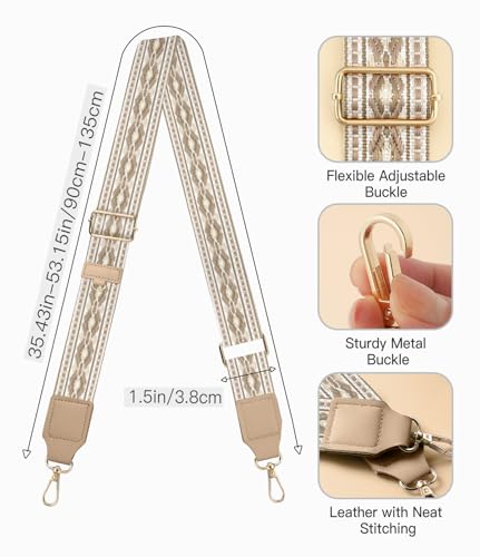 TiMOVO Clip and Go Phone Strap Crossbody with Leather Wallet, Adjustable Anti-Theft Lanyard with Pouch for Most Phone Case - color: Khaki + Beige