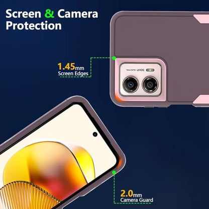 Case for Moto G Power 2023/Motorola G Power 5G 2023 with Tempered Glass Screen Protector, Rugged Dual Layer Magnetic Car Mount Protective Cover for Motorola Moto G Power 5G 2023 Purple Pink