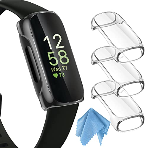 FINTIE 3 Pack Case Compatible with Fitbit Inspire 3 2 HR, Flexible Soft Full-Around watch Screen Protector TPU Case Cover Bumper Shell, Clear - color: Clear