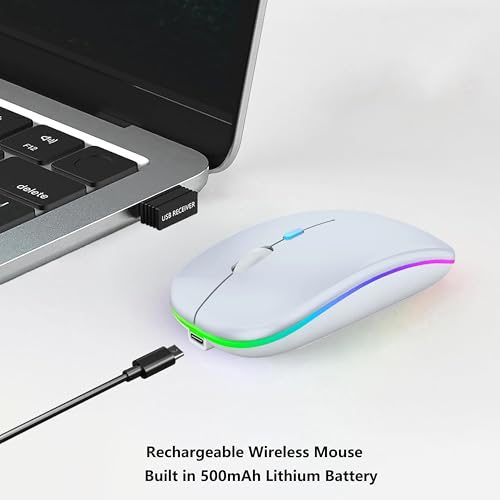 WREANU Wireless Bluetooth Mouse, Rechargeable Laptop Mice,White - color: White Wireless Bluetooth Mouse