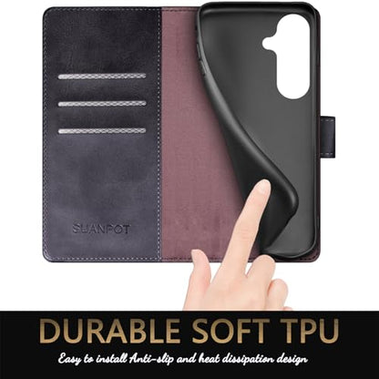 SUANPOT Compatible with Samsung Galaxy S26 Plus Wallet case with RFID Blocking Credit Card Holder,Flip Book PU Leather Protective Cover Women Men for Samsung S26 Plus Phone case Black - color: Black, size: Samsung Galaxy S26 Plus