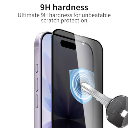2 Pack Privacy Screen Protector for iPhone 17 with 2 Pack Camera Lens Protector, 9H Hardness Double Shatterproof Anti-Spy Tempered Glass Film, Easy Installation - size: iPhone 17
