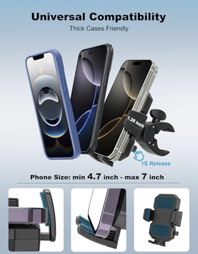Boat Phone Clamp Mount, [Strap Double Protection] Marine Clip Holder