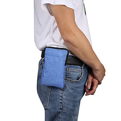 QBYVQQN Cell Phone Waist Belt Holster Mens, Waterproof Zipper Crossbody Smartphone Shoulder Messenger Bag Wallet Sling Bag - color: Blue, size: 6.9 INCH