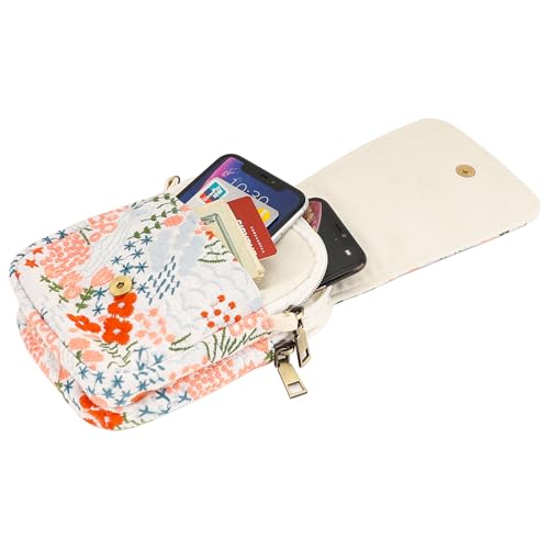 SILKAREA Embroidered Cute Mini Crossbody Bag for Women Small Handbags Wristlet Wallet Bag Cell-phone Pouch Coin Purse - color: S3 Beige