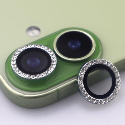 BONVAN for iPhone 17 Camera Lens Protector Bling Glitter Diamond Metal Crystal Tempered Glass Screen Accessories Rhinestones Lens Cover (Light Green) - color: Light Green