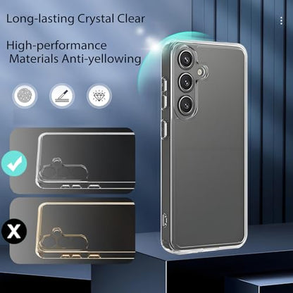 TENOC Phone Case for Samsung Galaxy S25, Clear Case Anti-Yellowing Protective Bumper Hard Back Cover - color: Clear Anti-Yellowing, size: S25