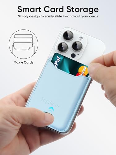 Phone Card Holder, Premium Leather Phone Wallet Stick on, Fit 4 Cards - color: Sky Blue