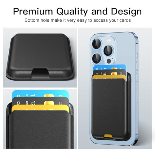 Phone Card Holder, Premium Leather Wallet Stick on, Adhesive Credit Card Holder for Case, Sticky Wallet for Back of Cover, Android Cell Phone, iPhone, Fit 4 Cards, Green - color: Green