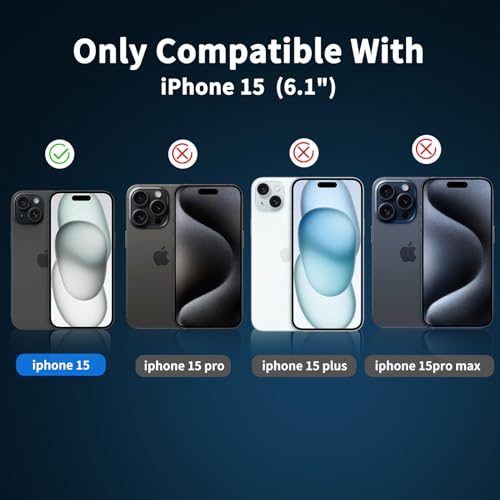 5 in 1 Clear Case for iPhone 15 6.1-Inch, with 2 Screen Protector and 2 Camera Lens Protector, 9H Edge Protection Tempered Glass Film, Shockproof Drop Transparent Protection Cover - size: iPhone 15