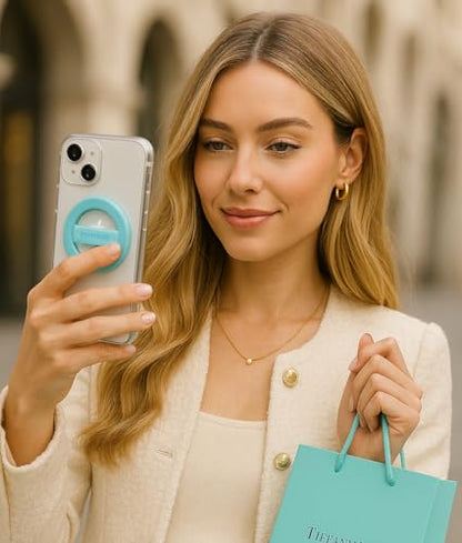 Grips by CRYSTALFYMagnetic Silicone Ring Grip Phone Holder, Rotating Finger Loop Ring Grip Holder, Soft and Portable, Strong Magnetic Attraction, Compatible with Magsafe Phone Case (Blue) - color: Blue