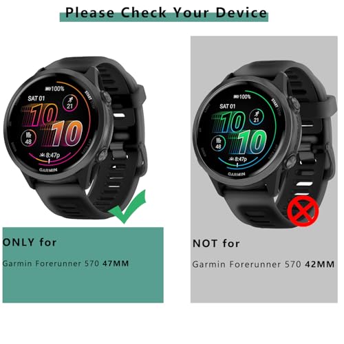 [1+4 Pack] Case with PMMA Screen Protector Compatible with Garmin Forerunner 570 47MM, Bumper Full Coverage Protective Soft Cases Face Cover for Forerunner 570 47MM - size: for Forerunner 570 47MM