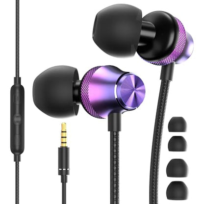 Wired Earbuds 3.5mm Jack with Microphone Soft Small-Ear Earphones - color: Purple-Rose