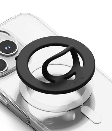 Ringke Dual Magnetic Silicone Ring [Compatible with MagSafe] Phone Grip, Dual-Sided Powerful Magnet, Lightweight (0.04 lb) & Super Slim (0.13 in) Soft Holder for iPhone, Galaxy, Pixel - Black - color: Black