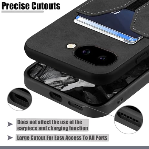 Kowauri Case for Google Pixel 9a, PU Leather Wallet Case with Credit Card Slot Holder Ultra Slim Protector Cover for Google Pixel 9a (Black) - color: Black