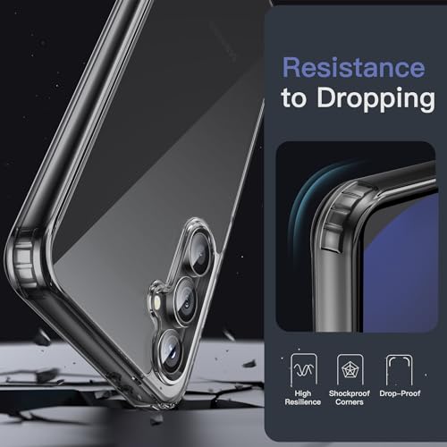JETech Case for Samsung Galaxy S24 FE, Anti-Yellowing, Black | Shockproof Protection, Scratch Resistant Hard PC Back, Durable Transparent TPU Bumper - color: Black, size: Galaxy S24 FE