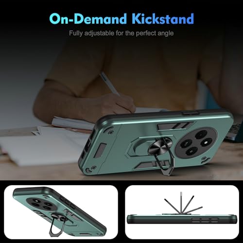 Compatible with Xiaomi Redmi A4/Poco C75/Redmi A3 Pro/14C 4G Phone Case Cover Built-in Stand Shockproof and Drop-Proof [with Tempered Glass Screen Protector] Green - color: HY-GZS-green, size: Xiaomi Redmi A4/Poco C75/Redmi A3 Pro/14C 4G